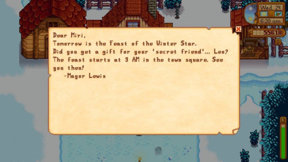 Switch - [BUG] Winter Star Feast Recipient Changing to Leo, even though he  isn't in town. | Stardew Valley Forums